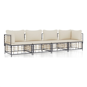 Pemberly Row Poly Rattan Medium Modular Garden Lounge Set in Charcoal