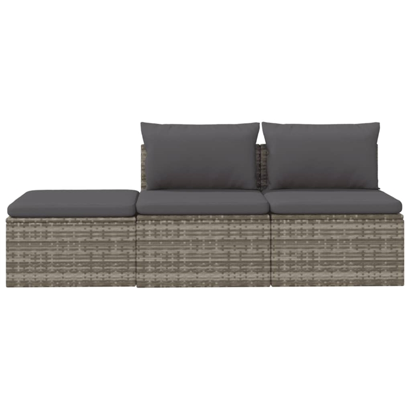 Pemberly Row Rattan & Powder-Coated Steel Polyester & Pvc Garden Lounge Set Gray