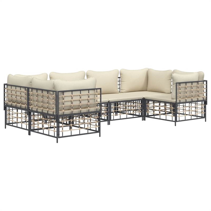 Pemberly Row Contemporary Garden Lounge Set in Anthracite/Gray