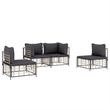 Pemberly Row Contemporary Garden Lounge Set in Anthracite/Gray