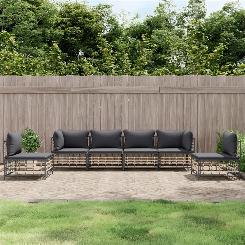 Pemberly Row Contemporary Garden Lounge Set in Anthracite/Gray