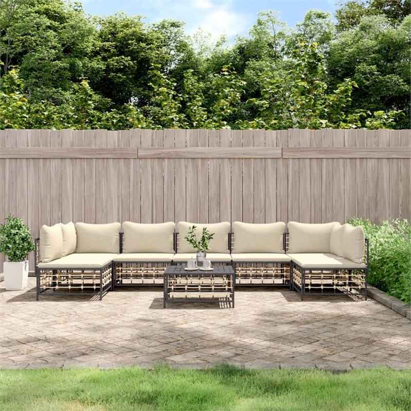 Pemberly Row Contemporary Garden Lounge Set in Anthracite/Gray