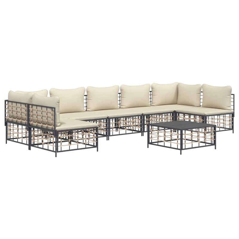 Pemberly Row Contemporary Garden Lounge Set in Anthracite/Gray