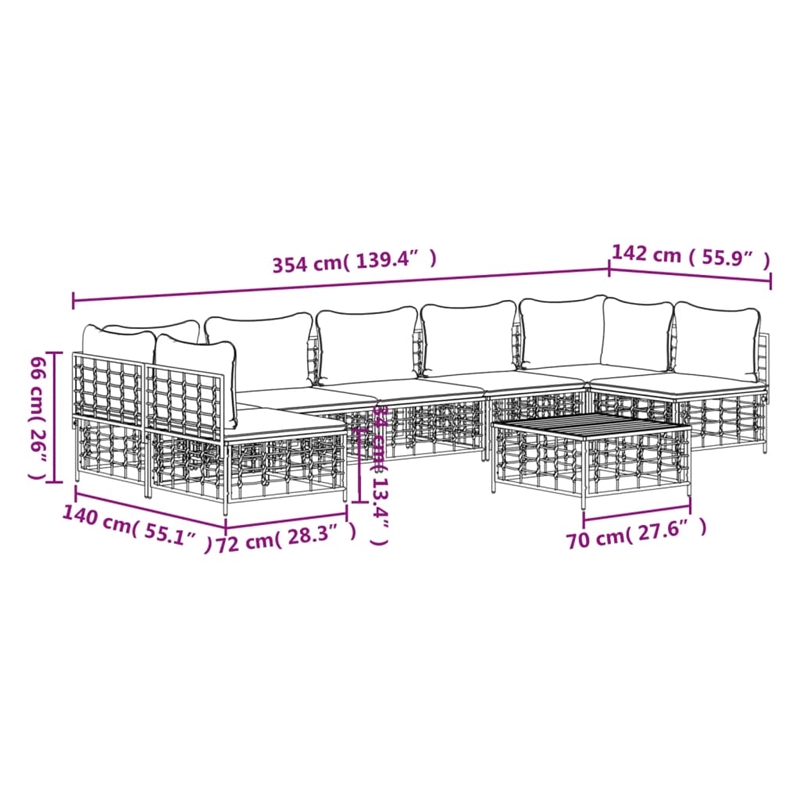 Pemberly Row Contemporary Garden Lounge Set in Anthracite/Gray