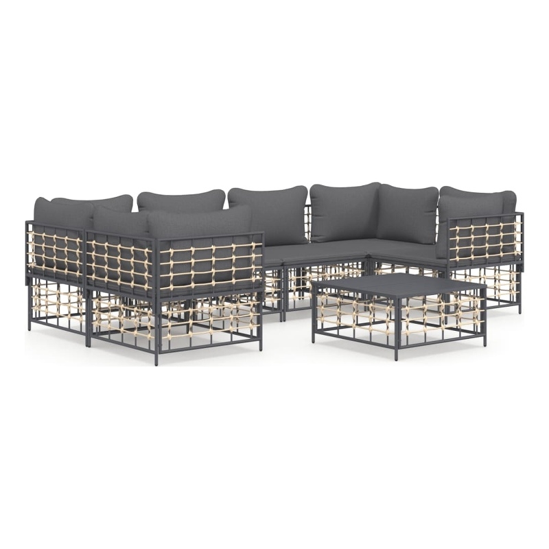 Pemberly Row Contemporary Garden Lounge Set in Anthracite/Gray