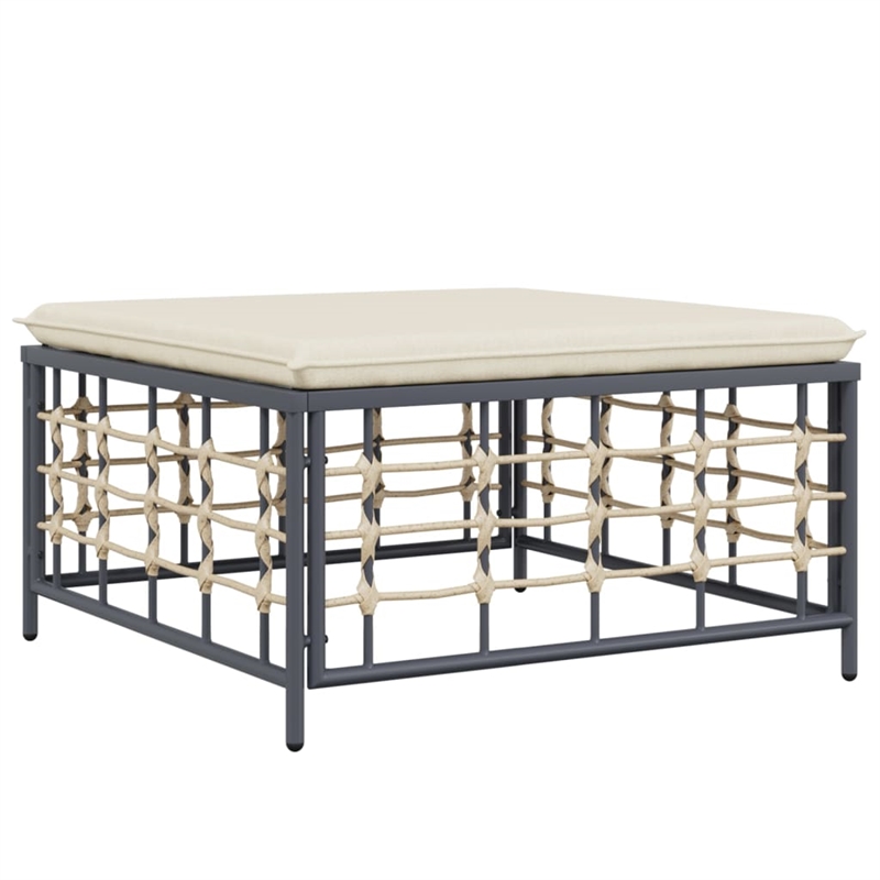 Pemberly Row Garden Lounge Set Set of 10 in Anthracite Poly Rattan Large