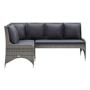 Pemberly Row Synthetic Poly Rattan Garden Sofa Set of 2 in Powder-coated Gray