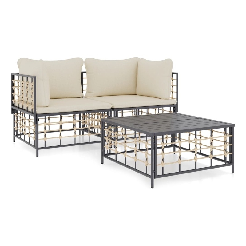 Pemberly Row Contemporary Garden Lounge Set in Anthracite/Gray