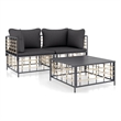 Pemberly Row Contemporary Garden Lounge Set in Anthracite/Gray