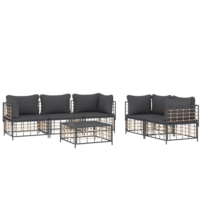 Pemberly Row Contemporary Garden Lounge Set in Anthracite/Gray