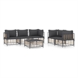 Pemberly Row Contemporary Garden Lounge Set in Anthracite/Gray