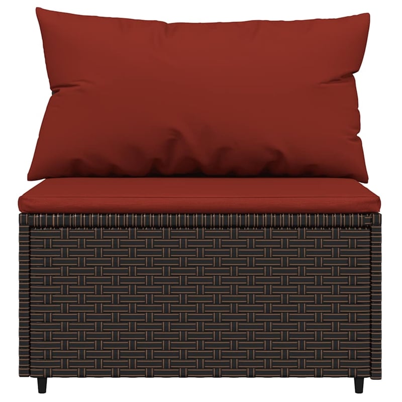 Pemberly Row Contemporary Patio Lounge Set in Brown And Cinnamon Red