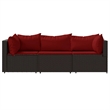 Pemberly Row Rattan & Powder-Coated Steel & Polyester Patio Lounge Set in Brown