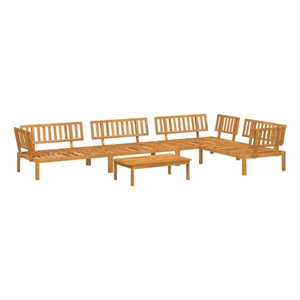Pemberly Row Solid Acacia Wood Medium Modular Pallet Sofa Set in Natural Wood