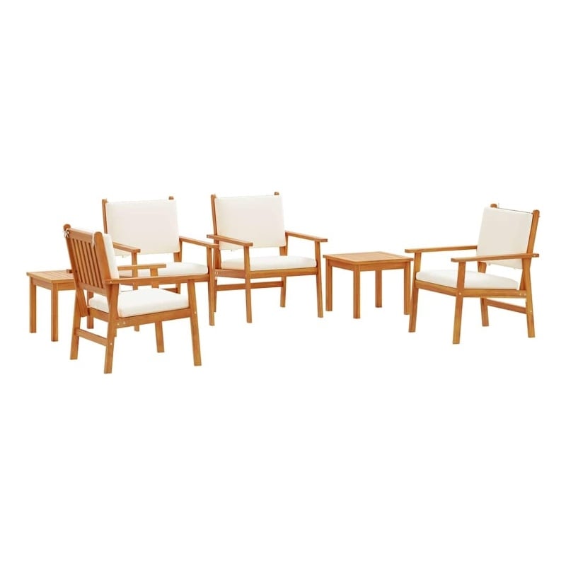 Pemberly Row 6 Piece Solid Acacia Wood Garden Sofa Set in Brown