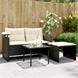 Pemberly Row 2-Seater PE Rattan Garden Sofa Set Adjustable Feet in Black