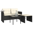 Pemberly Row 2-Seater PE Rattan Garden Sofa Set Adjustable Feet in Black