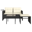 Pemberly Row 2-Seater PE Rattan Garden Sofa Set Adjustable Feet in Black