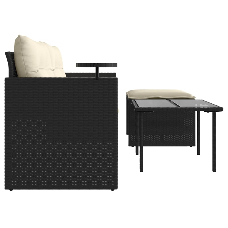 Pemberly Row 2-Seater PE Rattan Garden Sofa Set Adjustable Feet in Black