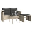 Pemberly Row Medium Modular PE Rattan Garden Sofa Set in Light Gray