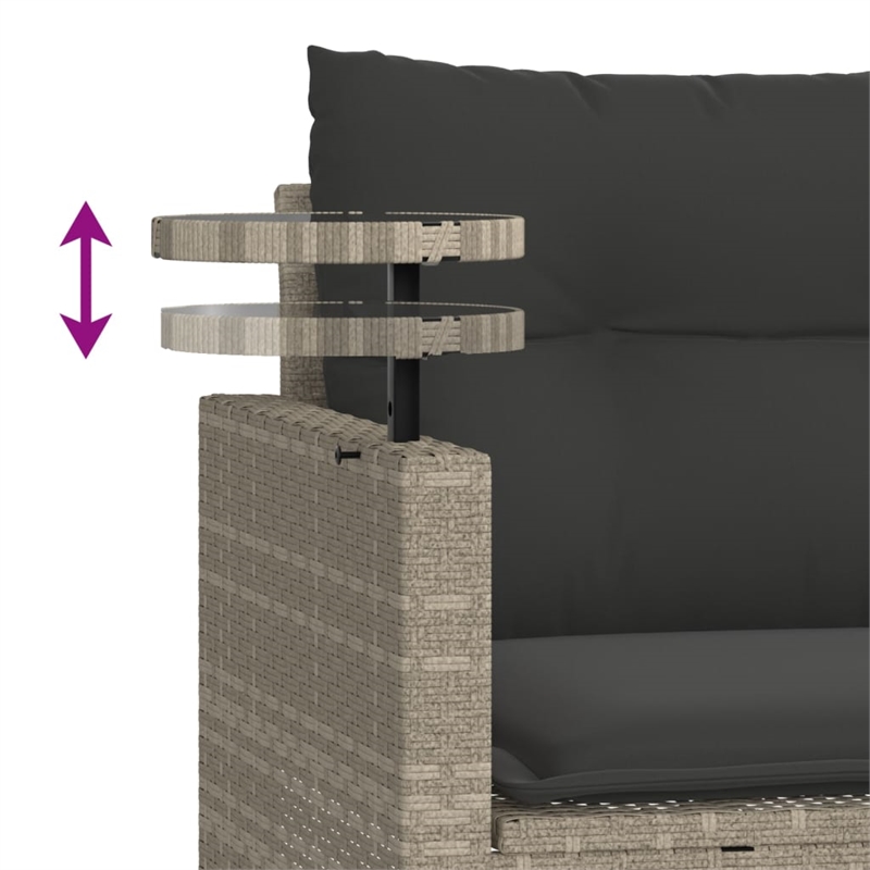 Pemberly Row Medium Modular PE Rattan Garden Sofa Set in Light Gray