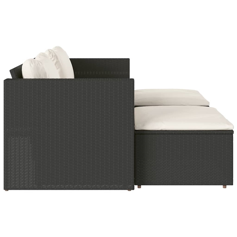 Pemberly Row Contemporary Garden Sofa Set in Black & Cream/White
