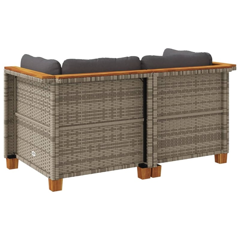 Pemberly Row Synthetic Poly Rattan 2-Piece Garden Sofa Set in Gray