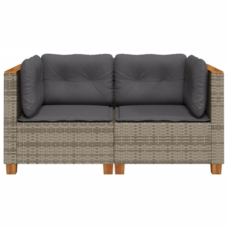 Pemberly Row Synthetic Poly Rattan 2-Piece Garden Sofa Set in Gray