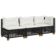 Pemberly Row Contemporary 3 Pcs Garden Sofa Set in Black & Cream/White