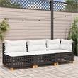 Pemberly Row Contemporary 3 Pcs Garden Sofa Set in Black & Cream/White