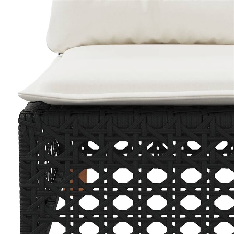 Pemberly Row Contemporary 3 Pcs Garden Sofa Set in Black & Cream/White