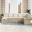 Pemberly Row 8 Pcs Beige & Cream Poly Rattan Garden Sofa Set With Cushions