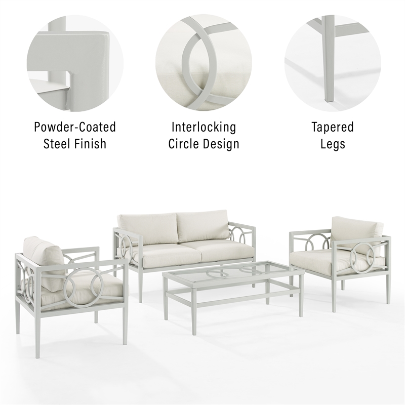 Pemberly Row Modern 2-piece Metal Outdoor Conversation Set in Gray
