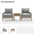 Pemberly Row 3-Piece Modern Wicker / Rattan Outdoor Chair Set in Gray