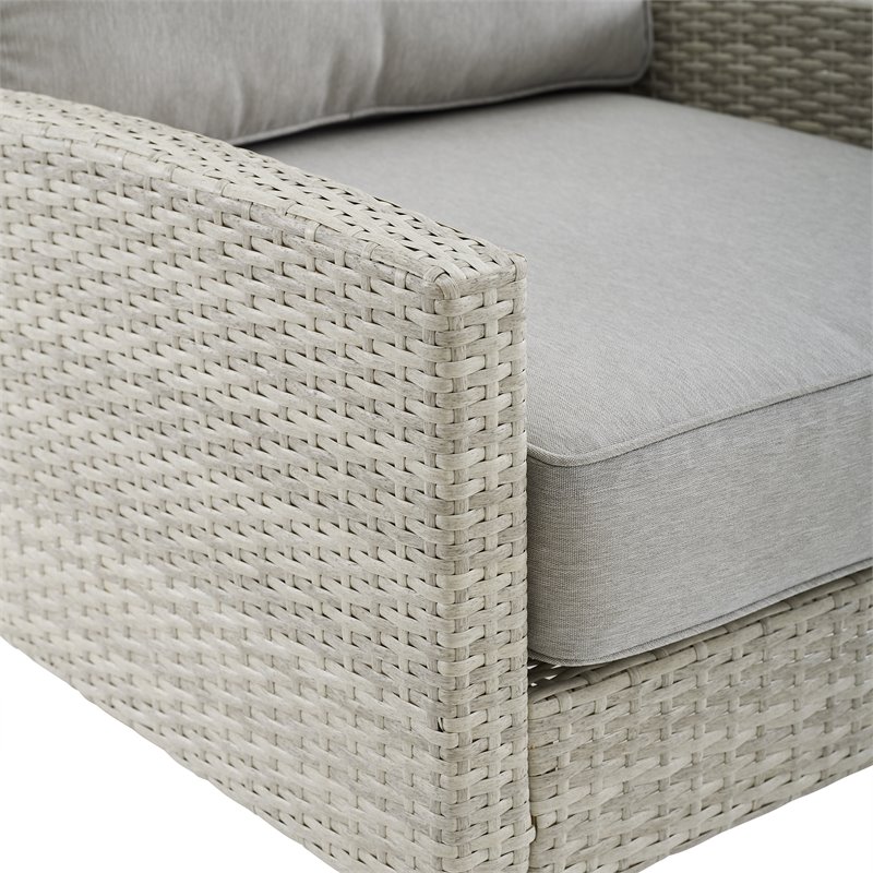 Pemberly Row 3-Piece Modern Wicker / Rattan Outdoor Chair Set in Gray