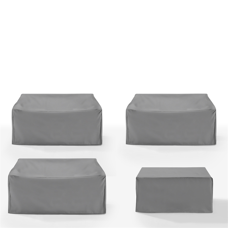 Pemberly Row Covers 4-Piece Traditional Vinyl Sectional Cover Set in Gray