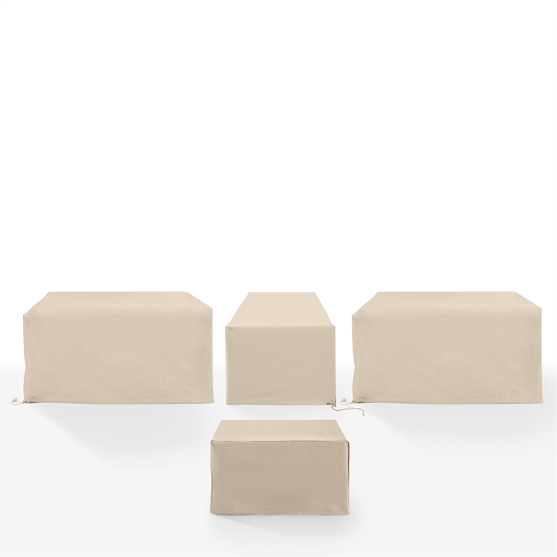 Pemberly Row Covers 4-Piece Vinyl Outdoor Sectional Cover Set in Tan