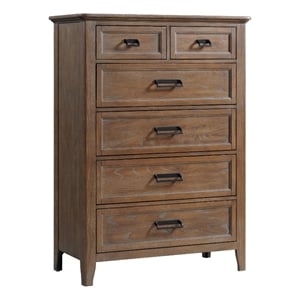 Pemberly Row Bedroom 6-Drawer Transitional Wood Chest in Brown
