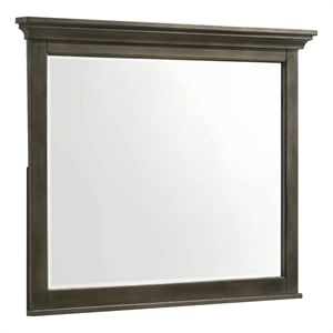 Pemberly Row Transitional Bedroom Wood Landscape Mirror in Gray