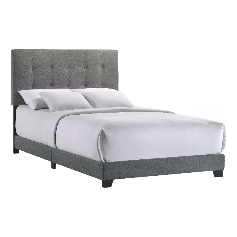 Pemberly Row Modern Fabric Full Upholstered Bed in Gunmetal Gray