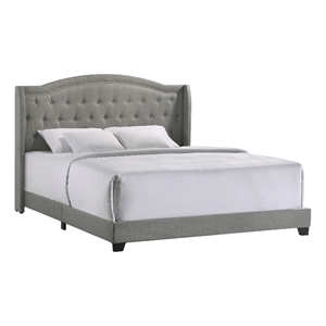 Pemberly Row Modern Fabric King Upholstered Bed in Smoke Gray