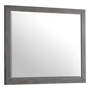 Pemberly Row Bedroom Transitional Wood Dresser Mirror in Gray
