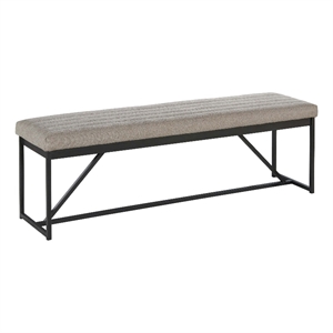 Pemberly Row 64&quot Modern Fabric and Metal Backless Bench in Dune Gray