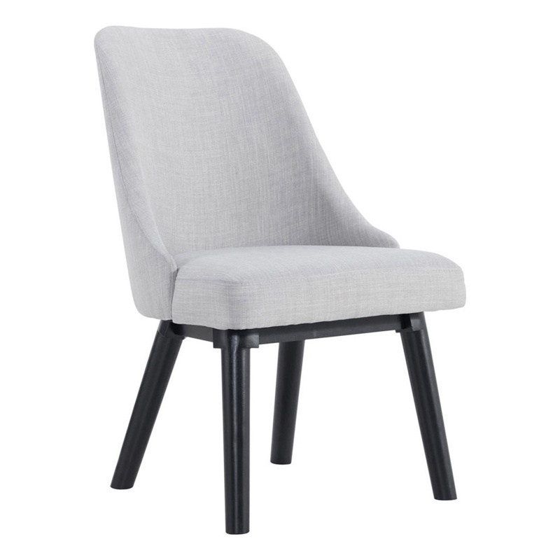 Pemberly Row Transitional Transitional Upholstered Chair in Pewter (Set of 2)