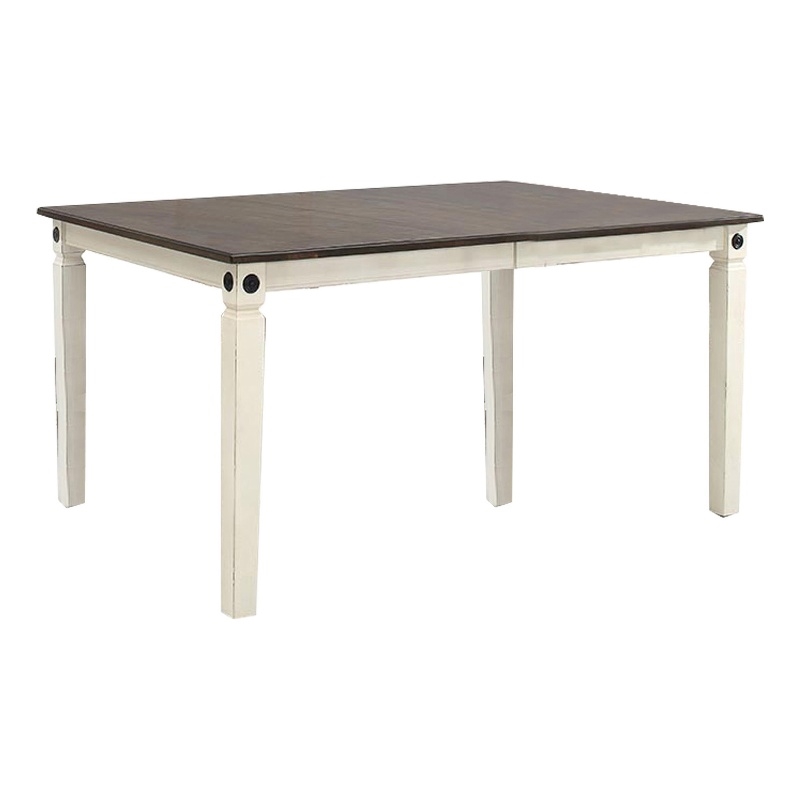 Pemberly Row Farmhouse Wood Dining Table in White/Charcoal Finish
