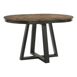 Pemberly Row Round Transitional Wood Counter Table in Brown/Pecan