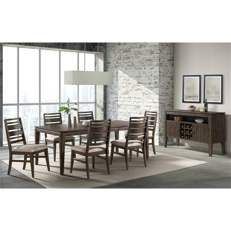 Pemberly Row Contemporary Wood Dining Table in Brown with Self Storing Leaf