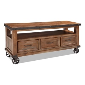 Pemberly Row 60x19&quot Traditional Wood TV Console in Canyon Brown