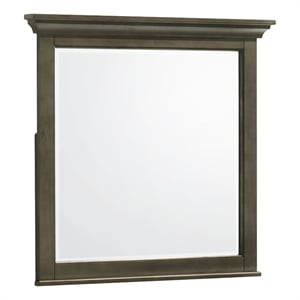 Pemberly Row Youth Transitional Wood Beveled Mirror in Gray Finish