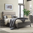 Pemberly Row Transitional Bedroom Queen Bed with Upholstered Headboard in Gray